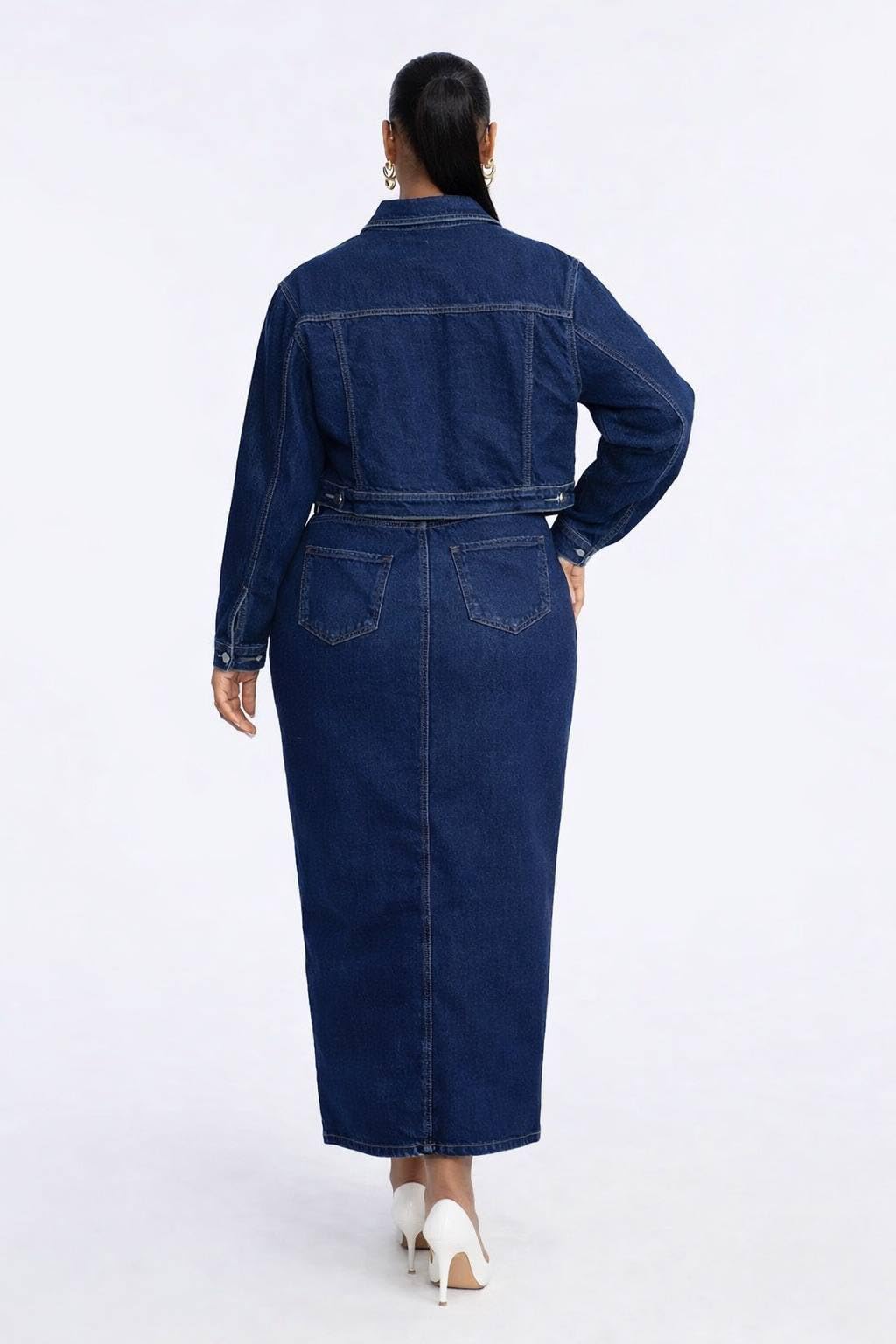 Women’s Plus Indigo Denim Maxi Set